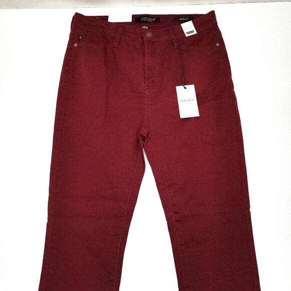 Judy Blue Los Angeles Skinny Fit High Waist Jeans 11/30 Wine Red 98% Cotton NWT - Picture 3 of 12